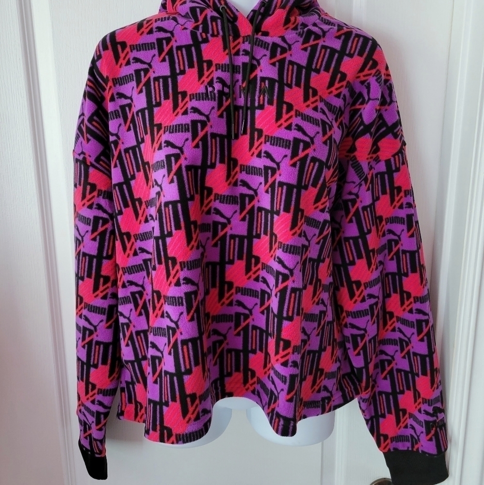 Puma Fleece Hoodie Purple Size Medium